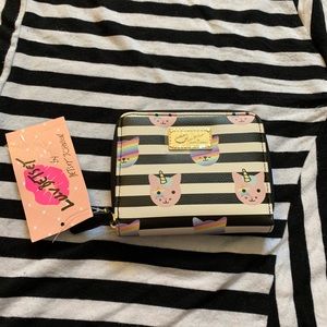 Luv Betsey Striped Unicorn Cat Wallet
